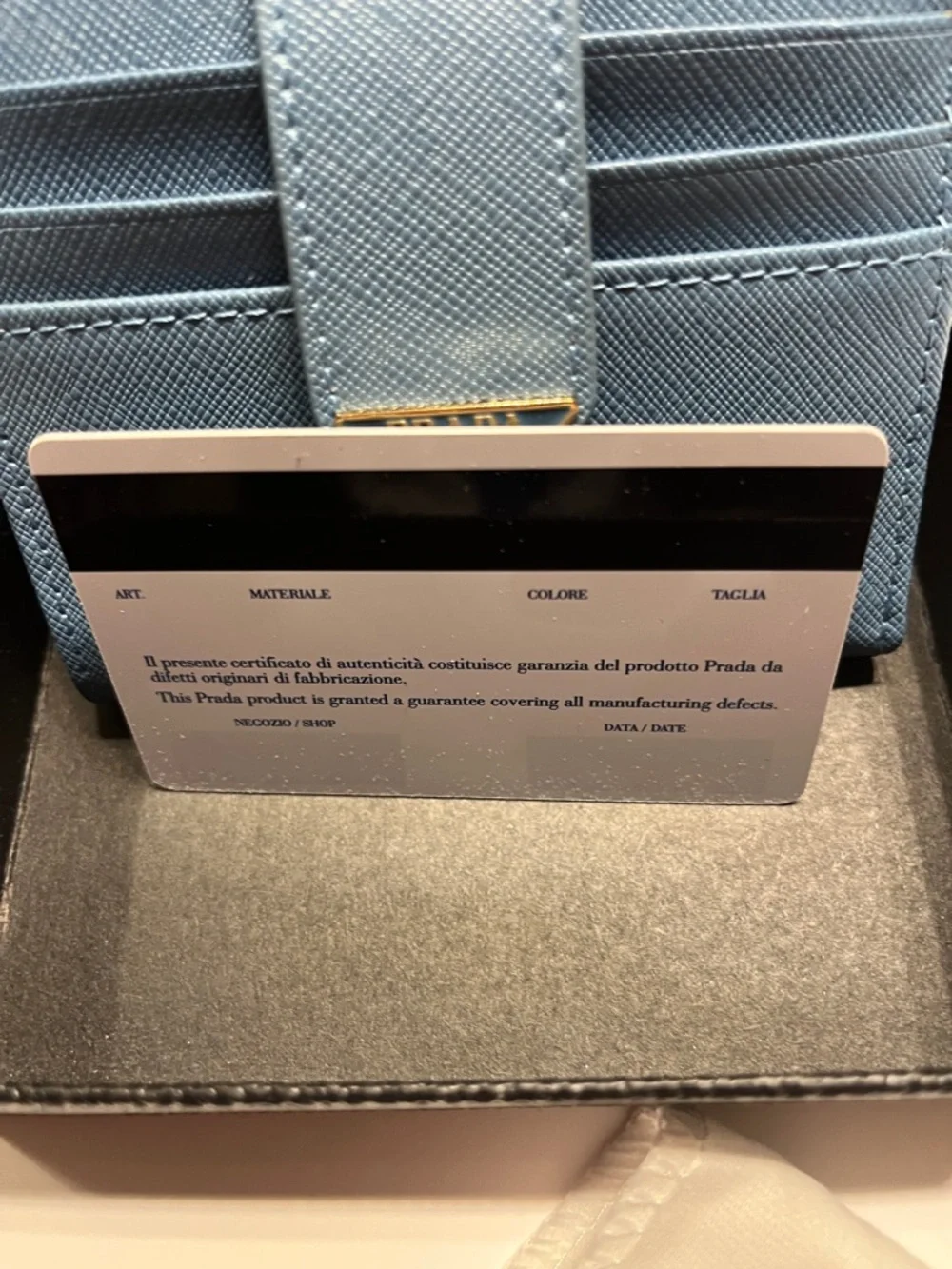 NWOT Authentic Prada Light Blue Saffiano Leather Card Case with Zip Pocket. OBO - Picture 9 of 10